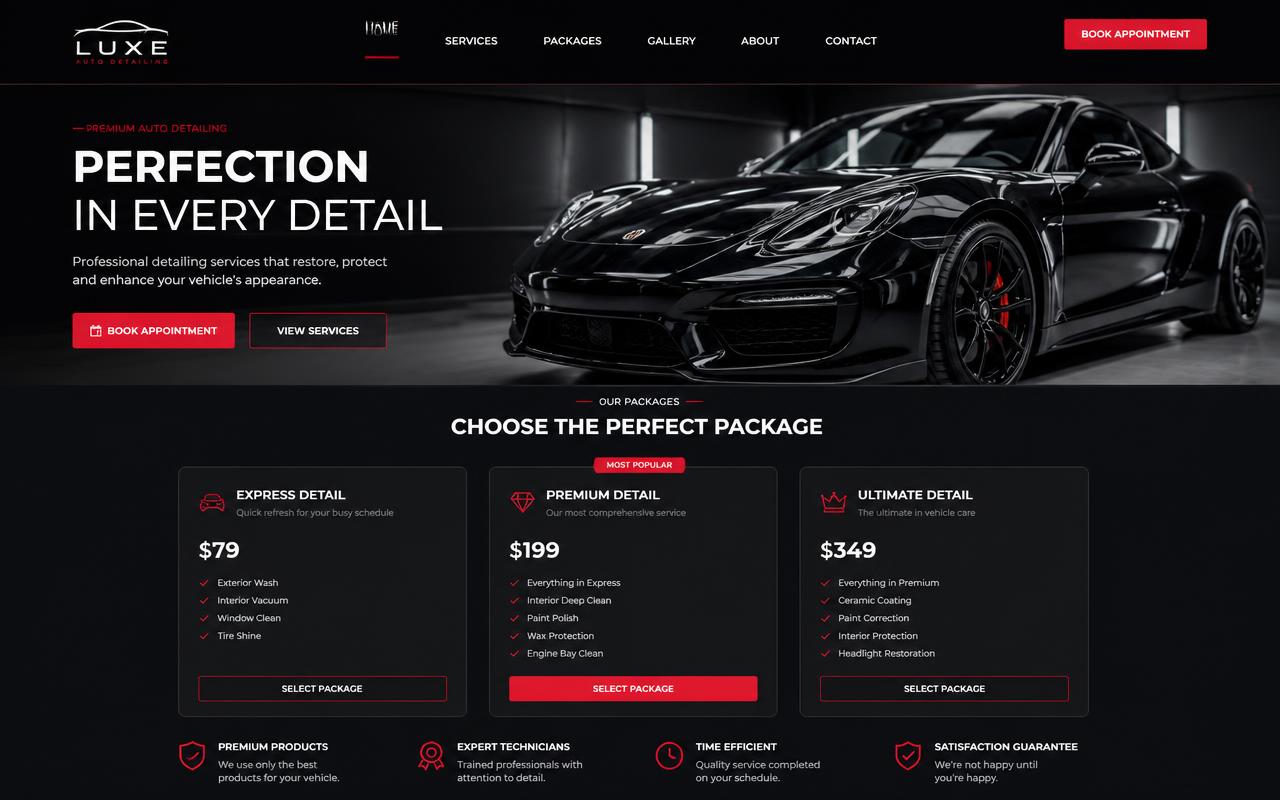 Auto Detailing website preview