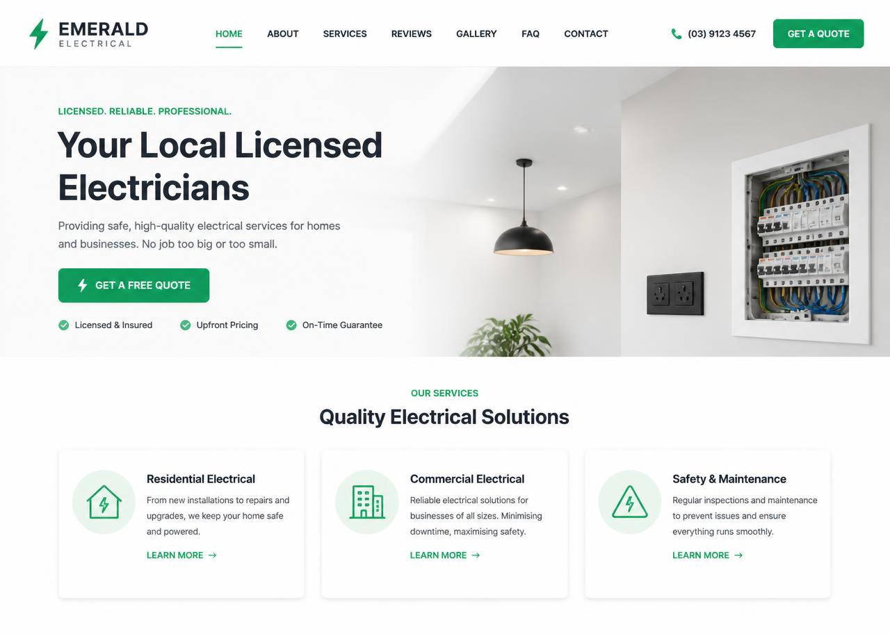 Licensed Electricians website template preview