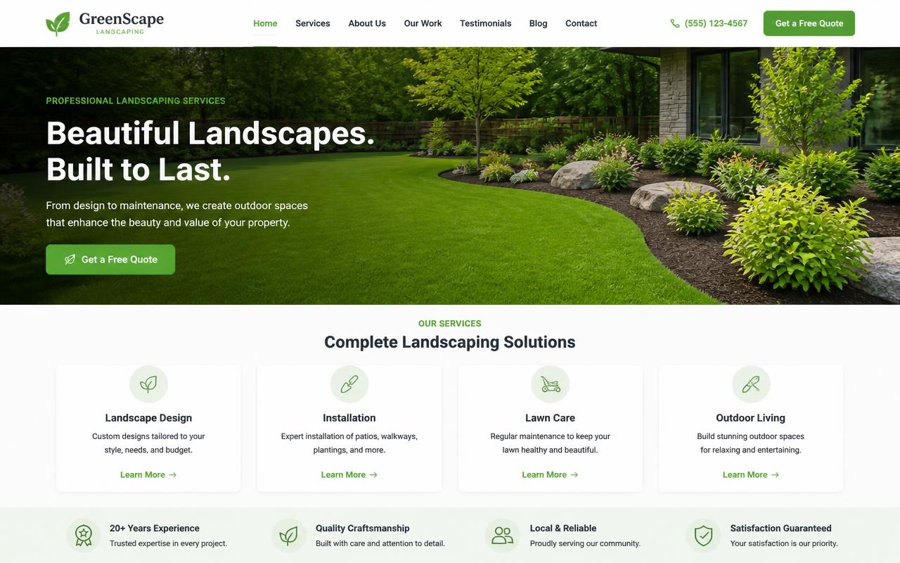 Landscaping website preview