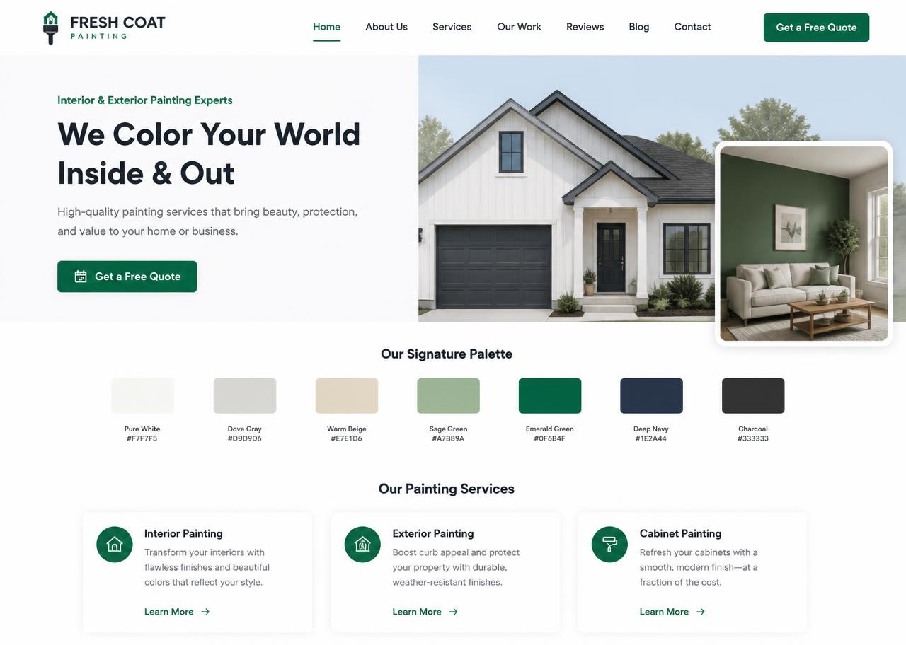 Interior & Exterior Painting website template preview