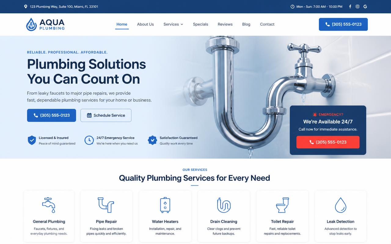 Plumbing website preview